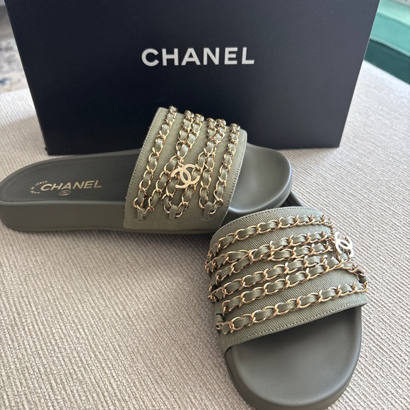 Chanel Khaki Mules - Picture 1 of 6